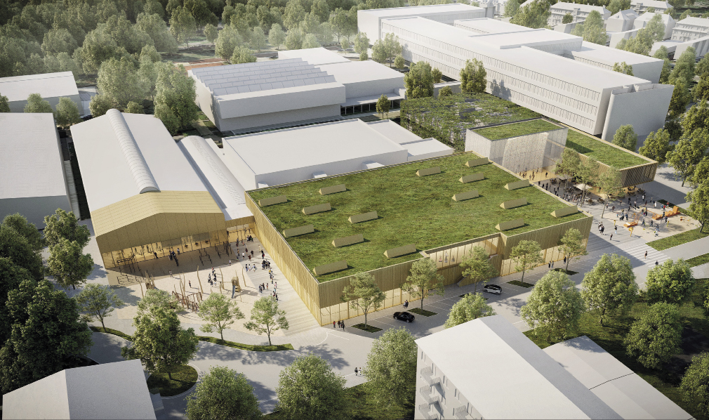 1 Centre Omnisports Henri Schmitz, Esch-sur-Alzette (L)Collaboration en phases de concours avec Dietrich | Untertrifaller Architekten (A) WW+ architektur + management s.à r.l.