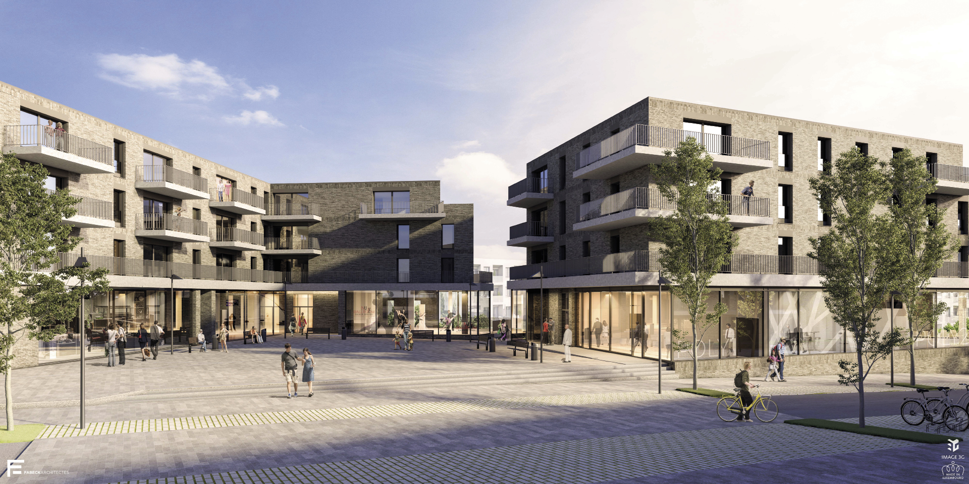 Immeubles mixtes (logements et commerces), lot 1 et lot 2, Belval Nord Fabeck Architectes ARCHITECTURE URBANISME