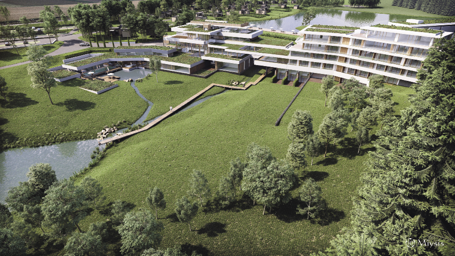 1 Complexe Touristique et Hôtelier du Lac à Weiswampach (simulation studio Miysis - Valentiny Architectes scprl) ENERGIE ET ENVIRONNEMENT S.A.
