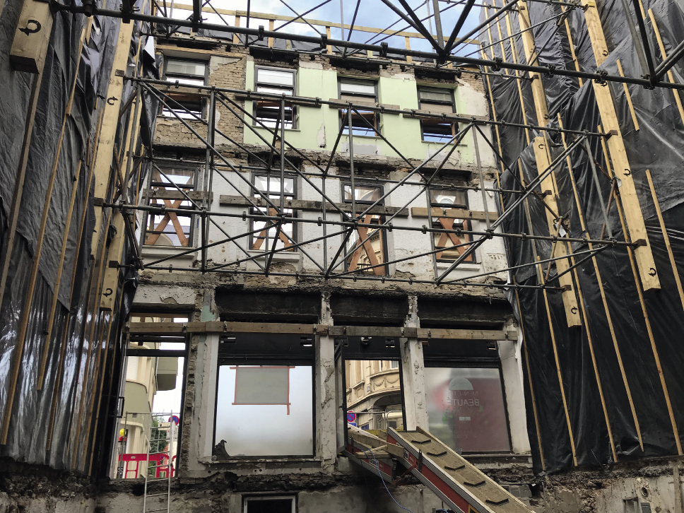 3 Transformation à Esch-sur-Alzette: épinglage des façades et début des travaux de micropieux MP INGENIEURS-CONSEILS S.à R.L.